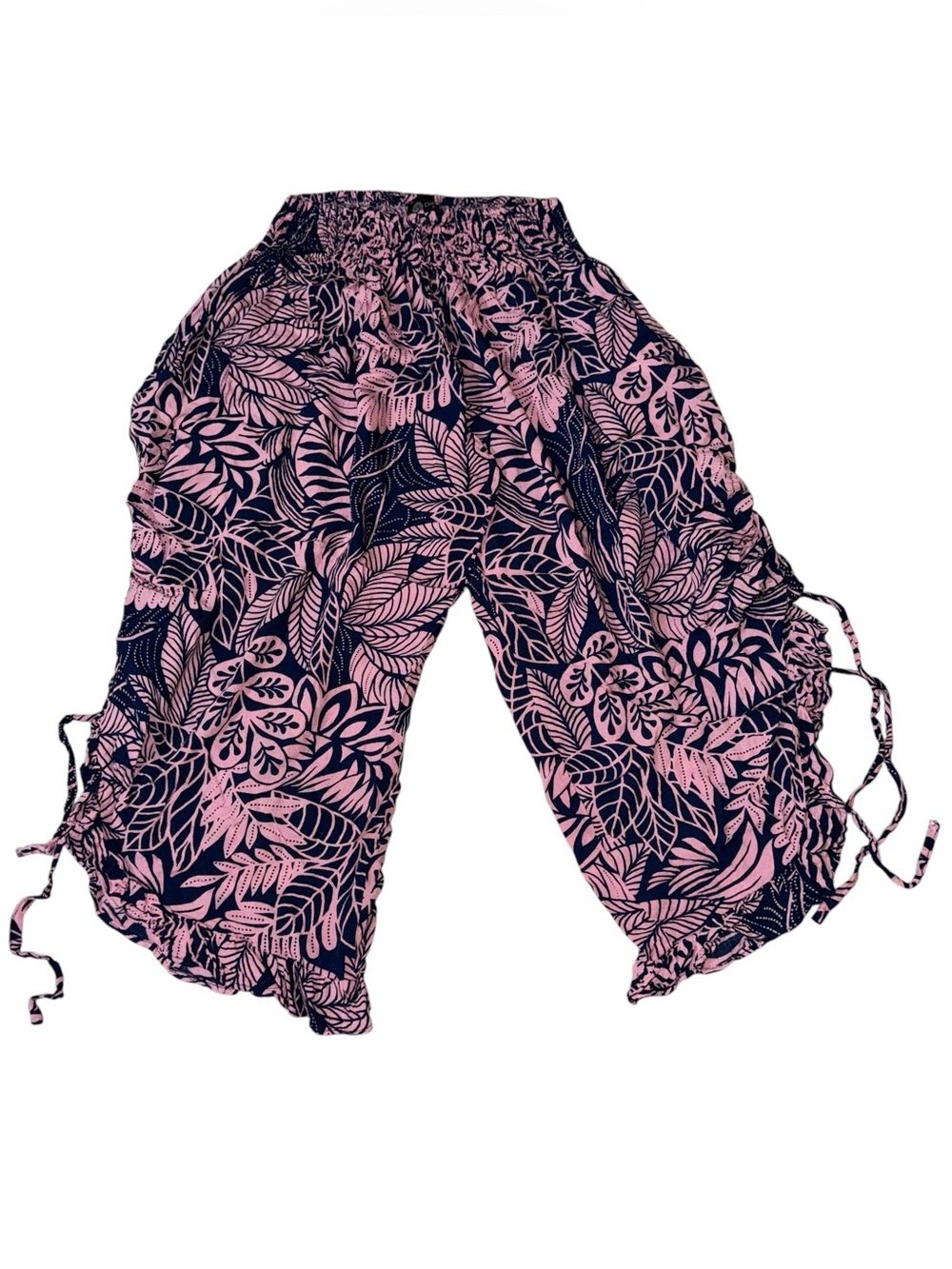 Chantique Hawaii Women's One Size Harem Pants Cropped Elastic Waist Floral Print